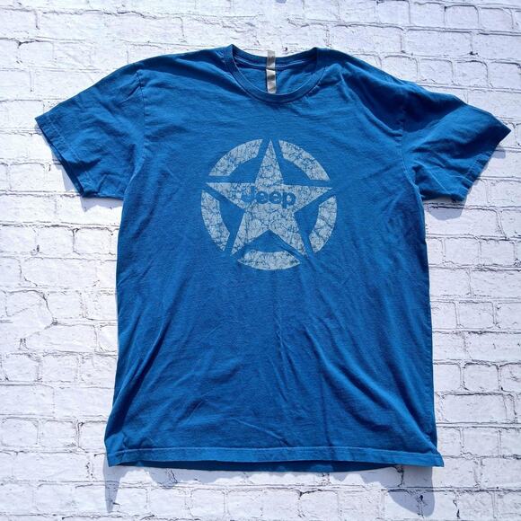 Blue vintage look jeep cotton t-shirt - Picture 1 of 4